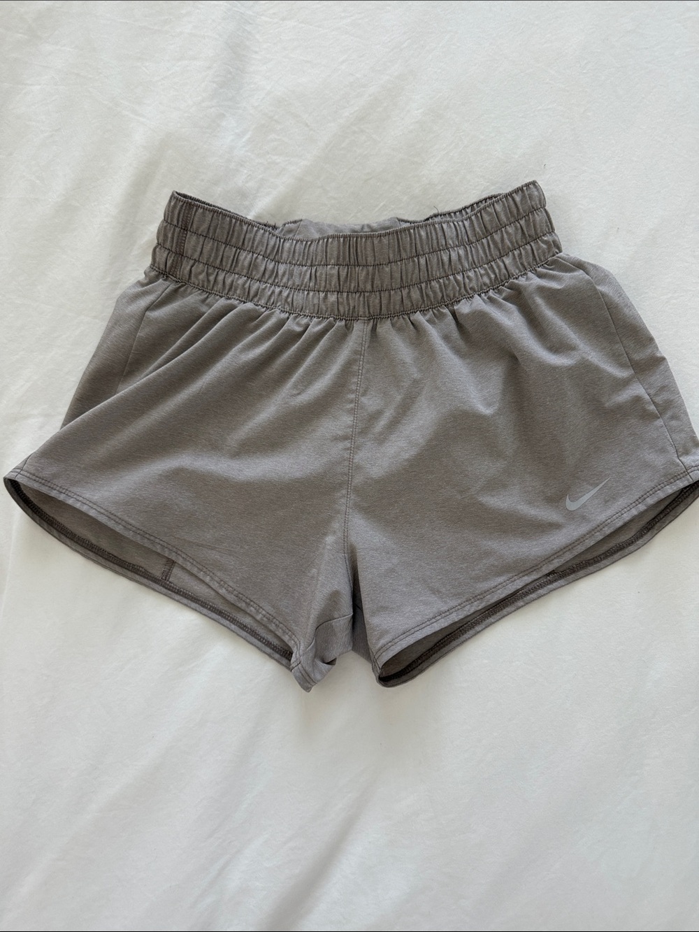 Nike Women's Taupe Elastic-Waist Athletic Shorts